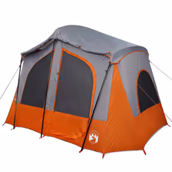 vidaXL Camping Tent Cabin 5-Person Lightweight Tent Patio Dome Tent Waterproof - Grey and orange - Additional view 5