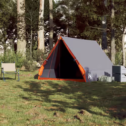 vidaXL Camping Tent A-Frame 2-Person Dome Tent Blackout Fabric Waterproof - Grey and orange - Additional view 2