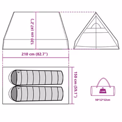 vidaXL Camping Tent A-Frame 2-Person Dome Tent Blackout Fabric Waterproof - Grey and orange - Additional view 3