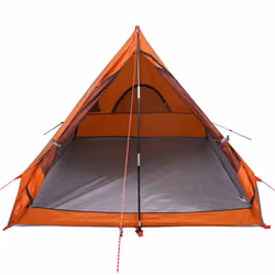vidaXL Camping Tent A-Frame 2-Person Dome Tent Blackout Fabric Waterproof - Grey and orange - Additional view 4