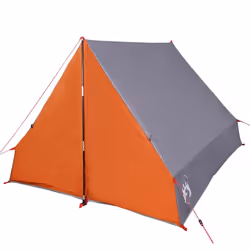vidaXL Camping Tent A-Frame 2-Person Dome Tent Blackout Fabric Waterproof - Grey and orange - Additional view 5
