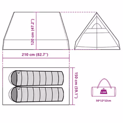 vidaXL Camping Tent A-Frame 2-Person Tent White Blackout Fabric Waterproof - Additional view 3