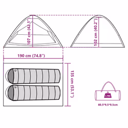 vidaXL Camping Tent Dome 2-Person Lightweight Tent Dome Tent Blue Waterproof - Blue, 190 x 135 x 102/107 cm - Additional view 3