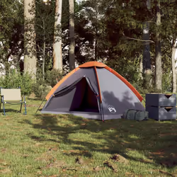 vidaXL Camping Tent Dome 2-Person Lightweight Tent Dome Tent Blue Waterproof - Grey and orange, 190 x 135 x 102/107 cm - Additional view 2