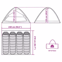 vidaXL Camping Tent Dome 2-Person Lightweight Tent Dome Tent Blue Waterproof - Blue, 240 x 210 x 126/132 cm - Additional view 3