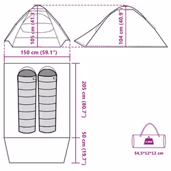 vidaXL Camping Tent Dome 4-Person Lightweight Tent Patio Dome Tent Waterproof - blue