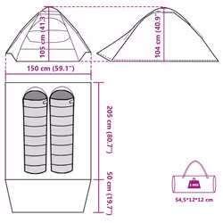 vidaXL Camping Tent Dome 4-Person Lightweight Tent Patio Dome Tent Waterproof - white blackout, 2-person
