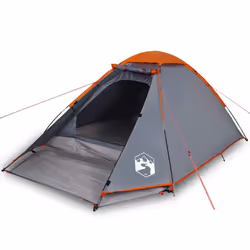 vidaXL Camping Tent Dome 4-Person Lightweight Tent Patio Dome Tent Waterproof - grey and orange, 4-person