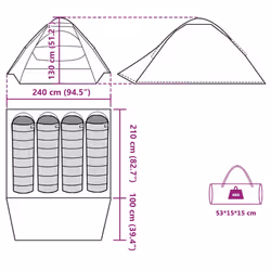 vidaXL Camping Tent Dome 4-Person Lightweight Tent Patio Dome Tent Waterproof - grey and orange, 4-person