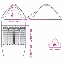 vidaXL Camping Tent Dome 4-Person Lightweight Tent Patio Dome Tent Waterproof - white blackout, 4-person - Additional view 3