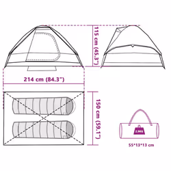 vidaXL Family Tent Dome 6-Person Outdoor Lightweight Camping Tent Waterproof - Green, 214 x 150 x 115 cm - Additional view 3