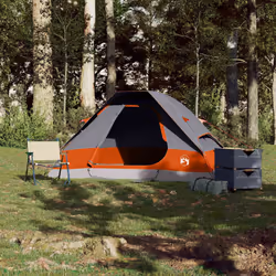 vidaXL Family Tent Dome 6-Person Outdoor Lightweight Camping Tent Waterproof - Grey and orange, 214 x 150 x 115 cm - Additional view 2