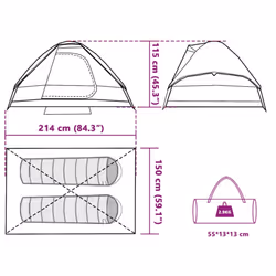 vidaXL Family Tent Dome 6-Person Outdoor Lightweight Camping Tent Waterproof - Grey and orange, 214 x 150 x 115 cm - Additional view 3