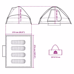 vidaXL Family Tent Dome 6-Person Outdoor Lightweight Camping Tent Waterproof - Green, 274 x 213 x 150 cm - Additional view 3