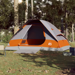 vidaXL Family Tent Dome 6-Person Outdoor Lightweight Camping Tent Waterproof - Grey and orange, 274 x 213 x 150 cm - Additional view 2