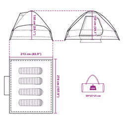 vidaXL Family Tent Dome 6-Person Outdoor Lightweight Camping Tent Waterproof - Grey and orange, 274 x 213 x 150 cm - Additional view 3