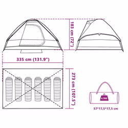 vidaXL Family Tent Dome 6-Person Outdoor Lightweight Camping Tent Waterproof - Green, 335 x 273 x 183 cm - Additional view 3