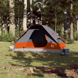 vidaXL Family Tent Dome 6-Person Outdoor Lightweight Camping Tent Waterproof - Grey and orange, 335 x 273 x 183 cm - Additional view 2