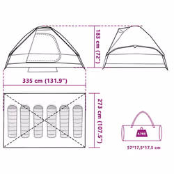 vidaXL Family Tent Dome 6-Person Outdoor Lightweight Camping Tent Waterproof - Grey and orange, 335 x 273 x 183 cm - Additional view 3