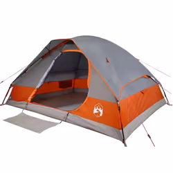 vidaXL Family Tent Dome 6-Person Outdoor Lightweight Camping Tent Waterproof - Grey and orange, 335 x 273 x 183 cm - Additional view 4