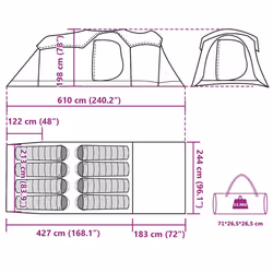 vidaXL Family Tent Tunnel 8-Person Dome Tent Patio Camping Tent Waterproof - green
