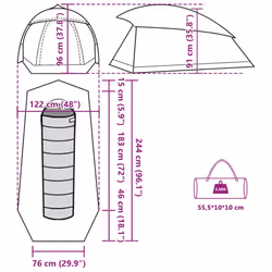 vidaXL Camping Tent Dome 1-Person Lightweight Tent Dome Tent Green Waterproof