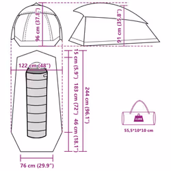 vidaXL Camping Tent Dome 1-Person Lightweight Tent Grey and Orange Waterproof