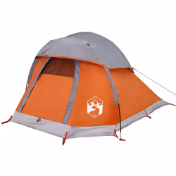 vidaXL Camping Tent Dome 1-Person Lightweight Tent Grey and Orange Waterproof - Additional view 4