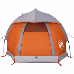 vidaXL Camping Tent Dome 1-Person Lightweight Tent Grey and Orange Waterproof - Additional view 5