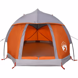 vidaXL Camping Tent Dome 1-Person Lightweight Tent Grey and Orange Waterproof - Additional view 6