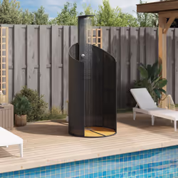 vidaXL Outdoor Shower Garden Beach Pool Shower Poly Rattan and Acacia Wood - black, 100 x 100 x 241.5 cm - Additional view 2