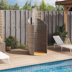 vidaXL Outdoor Shower Garden Beach Pool Shower Poly Rattan and Acacia Wood - grey, 100 x 100 x 241.5 cm - Additional view 2