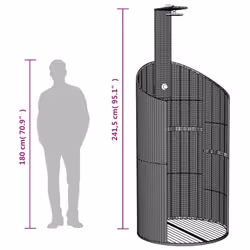 vidaXL Outdoor Shower Garden Beach Pool Shower Poly Rattan and Acacia Wood - grey, 100 x 100 x 241.5 cm - Additional view 3