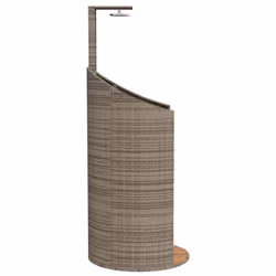 vidaXL Outdoor Shower Garden Beach Pool Shower Poly Rattan and Acacia Wood - grey, 100 x 100 x 241.5 cm - Additional view 5