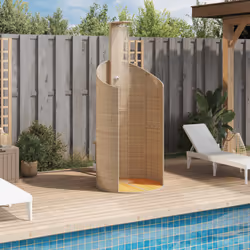 vidaXL Outdoor Shower Garden Beach Pool Shower Poly Rattan and Acacia Wood - beige, 100 x 100 x 241.5 cm - Additional view 2