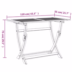 vidaXL Folding Garden Table Outdoor Table Patio Dining Table Solid Wood Acacia - Additional view 8
