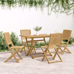 vidaXL Folding Outdoor Chair Foldable Garden Dining Chair Solid Wood Acacia - without armrest, 4 pcs - Additional view 2