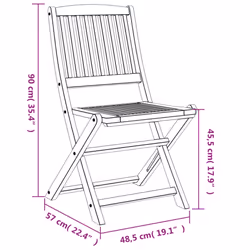 vidaXL Folding Outdoor Chair Foldable Garden Dining Chair Solid Wood Acacia - without armrest, 4 pcs - Additional view 3