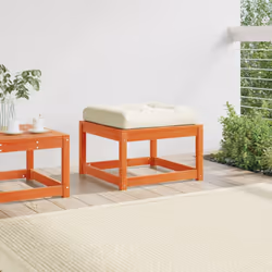 vidaXL Garden Footstool with Cushions Ottoman Stool Wax Brown Solid Wood Pine