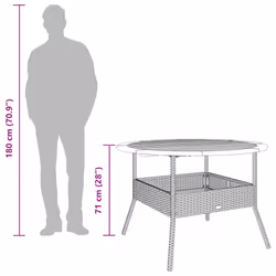 vidaXL Garden Table with Acacia Wood Top Patio Outdoor Table Grey Poly Rattan - Additional view 10