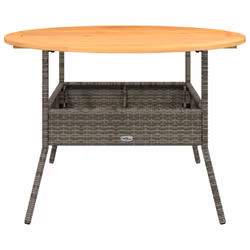 vidaXL Garden Table with Acacia Wood Top Patio Outdoor Table Grey Poly Rattan - Additional view 4