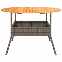 vidaXL Garden Table with Acacia Wood Top Patio Outdoor Table Grey Poly Rattan - Additional view 5