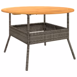 vidaXL Garden Table with Acacia Wood Top Patio Outdoor Table Grey Poly Rattan - Additional view 6