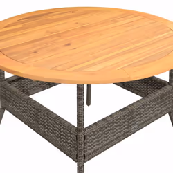 vidaXL Garden Table with Acacia Wood Top Patio Outdoor Table Grey Poly Rattan - Additional view 8