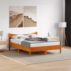 vidaXL Bed Frame Home Bed Base Bedstead Wax Brown 140x190 cm Solid Wood Pine