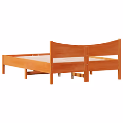 vidaXL Bed Frame Home Bed Base Bedstead Wax Brown 140x190 cm Solid Wood Pine - Additional view 5