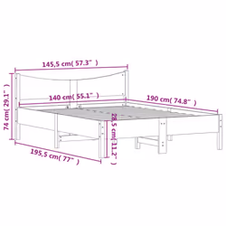 vidaXL Bed Frame Home Bed Base Bedstead Wax Brown 140x190 cm Solid Wood Pine - Additional view 8