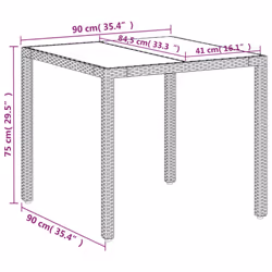 vidaXL Garden Table with Glass Top Outdoor Dining Table White Poly Rattan