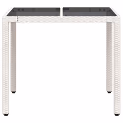 vidaXL Garden Table with Glass Top Outdoor Dining Table White Poly Rattan - Additional view 4
