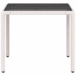 vidaXL Garden Table with Glass Top Outdoor Dining Table White Poly Rattan - Additional view 5